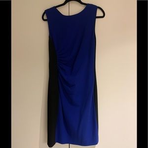 Diane Von Furstenberg Blue and Black Ruched Dress